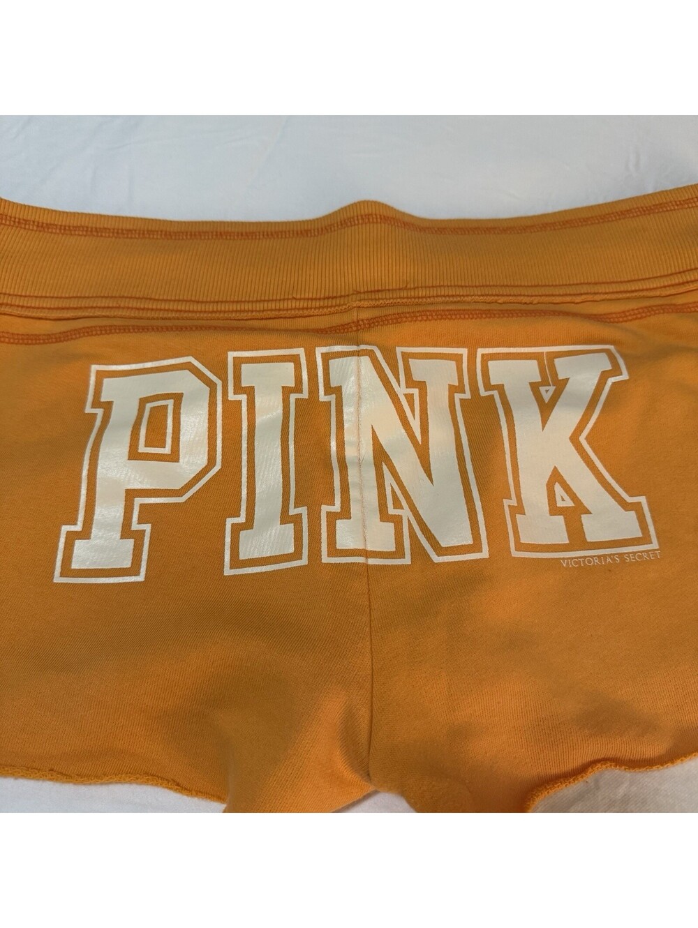 Vintage Y2K Victoria’s Secret PINK University Of Pink Orange Raw Hem Shorts Sz M - Picture 5 of 8
